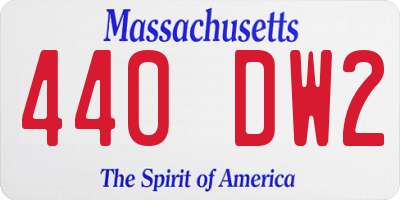 MA license plate 440DW2
