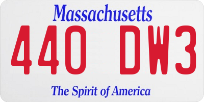 MA license plate 440DW3