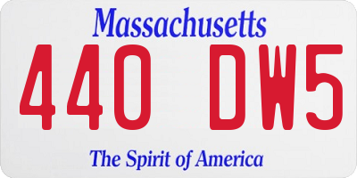 MA license plate 440DW5