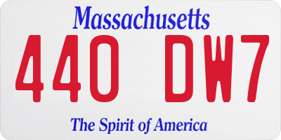 MA license plate 440DW7