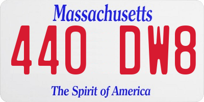 MA license plate 440DW8