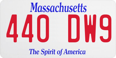 MA license plate 440DW9