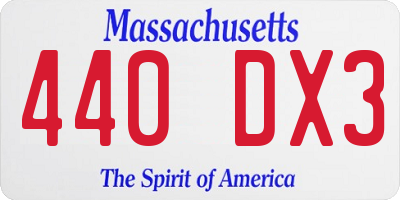 MA license plate 440DX3