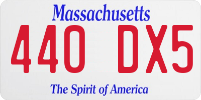 MA license plate 440DX5