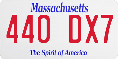 MA license plate 440DX7