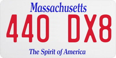 MA license plate 440DX8