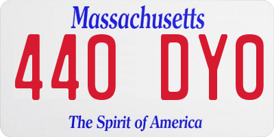 MA license plate 440DY0