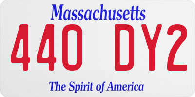 MA license plate 440DY2