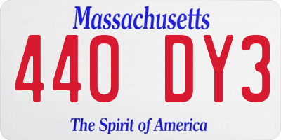MA license plate 440DY3
