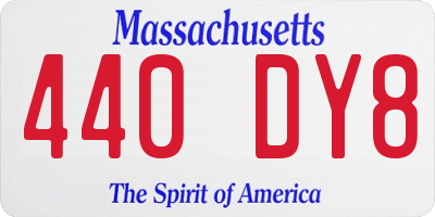 MA license plate 440DY8