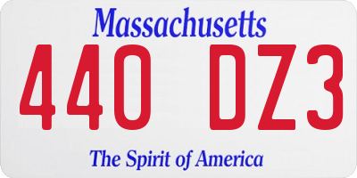 MA license plate 440DZ3