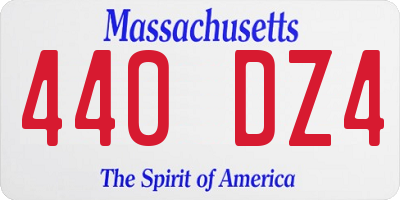 MA license plate 440DZ4