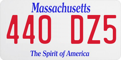 MA license plate 440DZ5