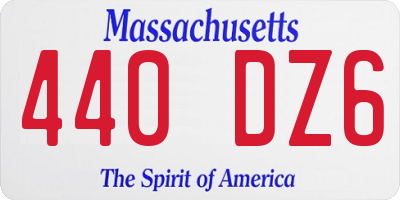 MA license plate 440DZ6
