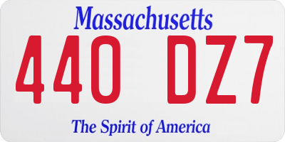 MA license plate 440DZ7