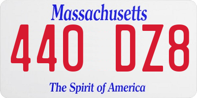 MA license plate 440DZ8
