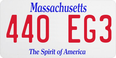 MA license plate 440EG3