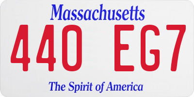 MA license plate 440EG7