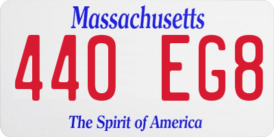MA license plate 440EG8