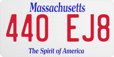 MA license plate 440EJ8