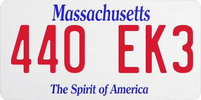 MA license plate 440EK3