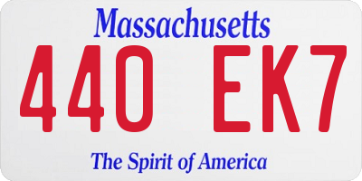 MA license plate 440EK7