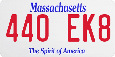 MA license plate 440EK8
