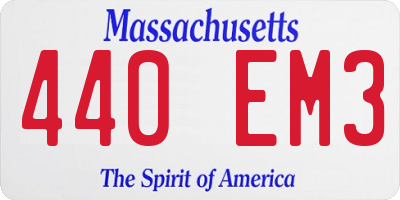 MA license plate 440EM3