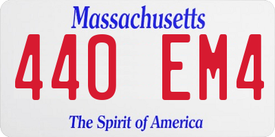 MA license plate 440EM4