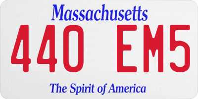 MA license plate 440EM5
