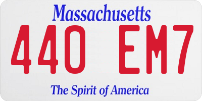 MA license plate 440EM7