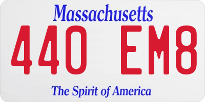 MA license plate 440EM8