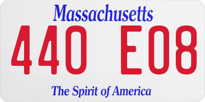 MA license plate 440EO8