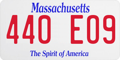 MA license plate 440EO9