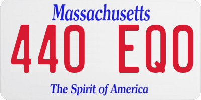 MA license plate 440EQ0