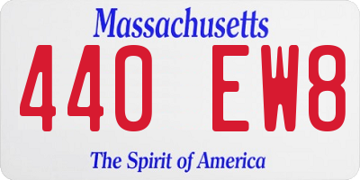 MA license plate 440EW8