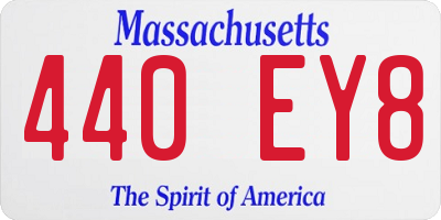 MA license plate 440EY8