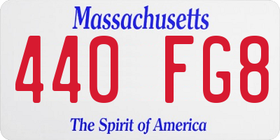 MA license plate 440FG8