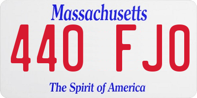 MA license plate 440FJ0