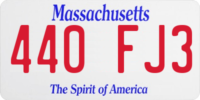 MA license plate 440FJ3