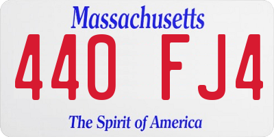 MA license plate 440FJ4