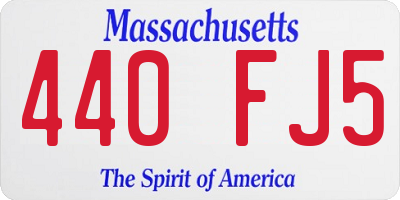 MA license plate 440FJ5