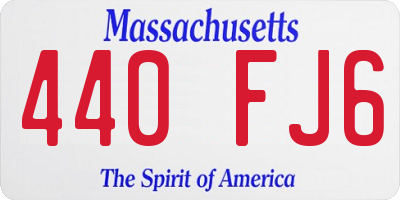 MA license plate 440FJ6