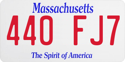 MA license plate 440FJ7