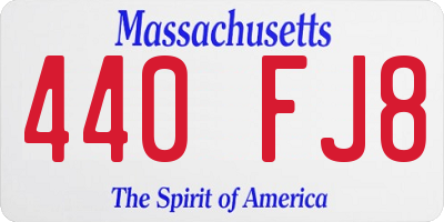 MA license plate 440FJ8