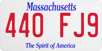 MA license plate 440FJ9