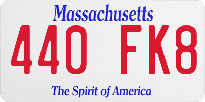 MA license plate 440FK8