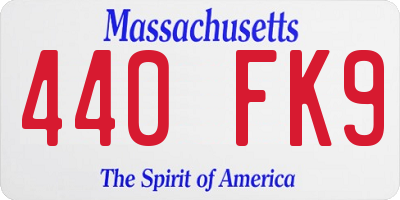 MA license plate 440FK9