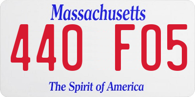 MA license plate 440FO5
