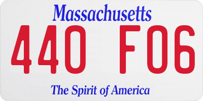 MA license plate 440FO6